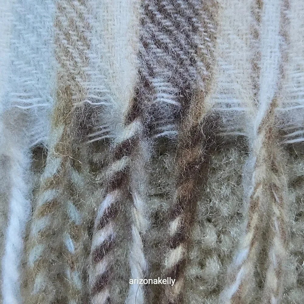 NWT Lochmere Cashmere Scarf Natural Dress Stewart Plaid Brown & Creme